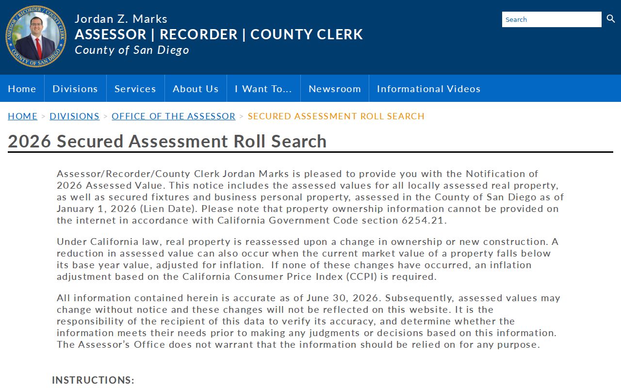 Oceanside public records secured assessment roll search