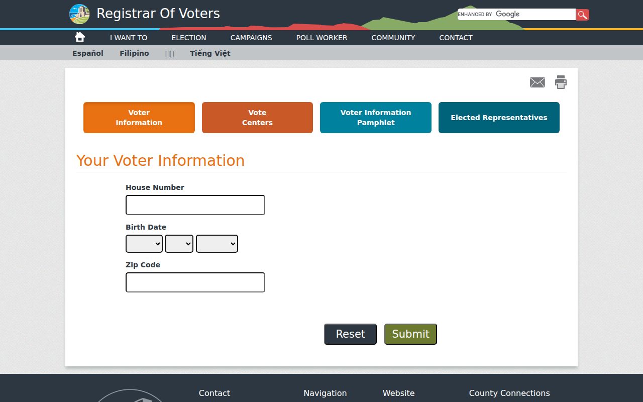 Oceanside voter registration records lookup fields from San Diego County